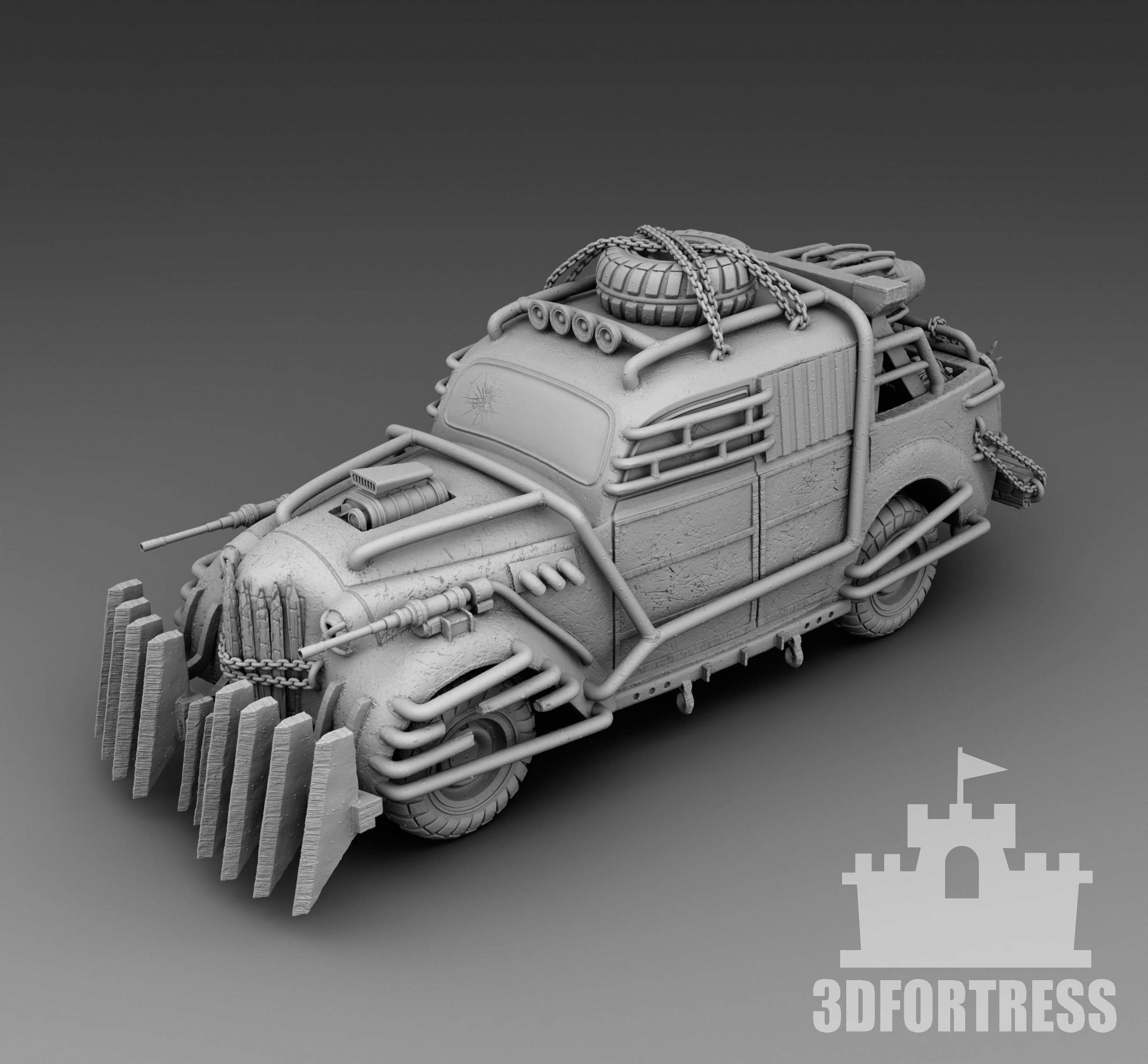 Retro car with rocket acceleration 3D print model_2
