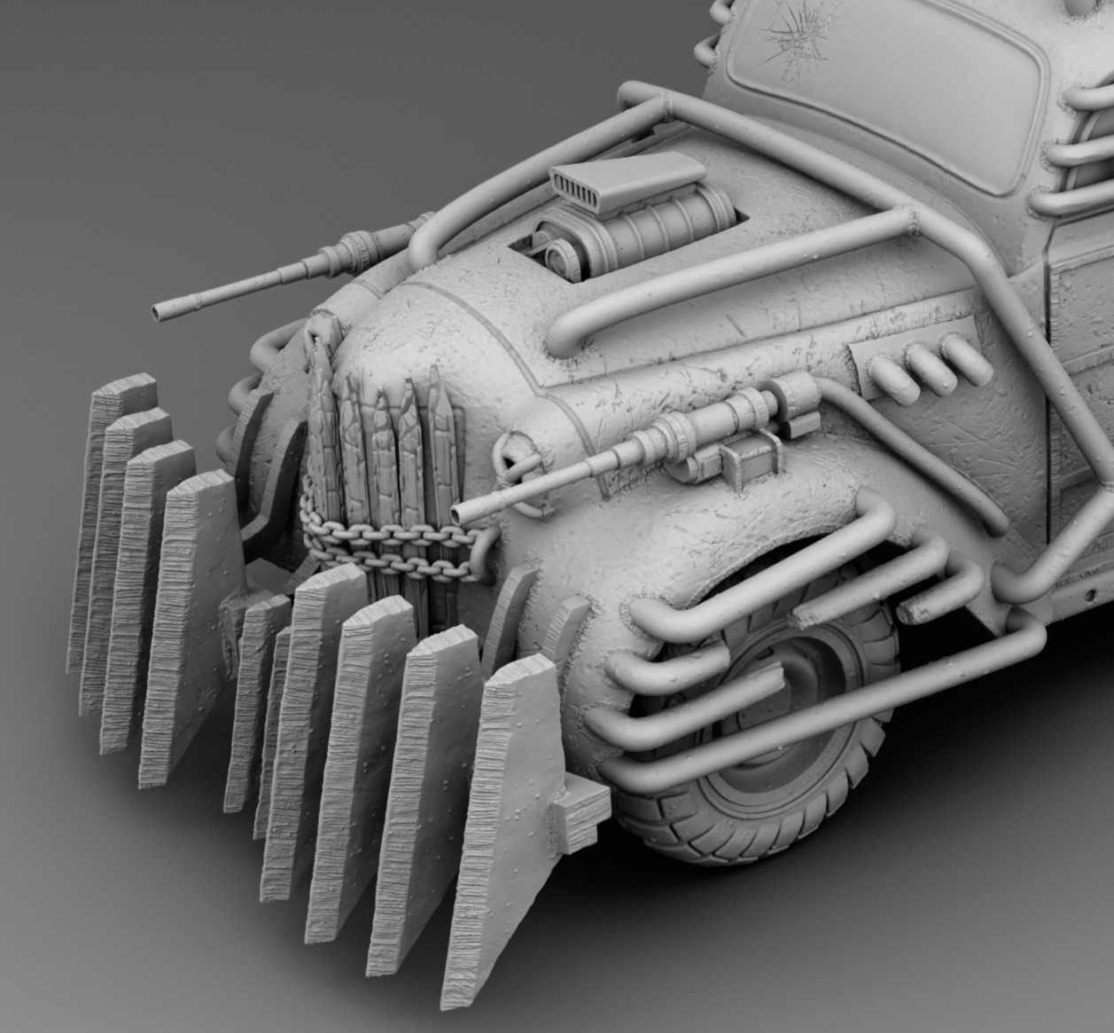 Retro car with rocket acceleration 3D print model_12