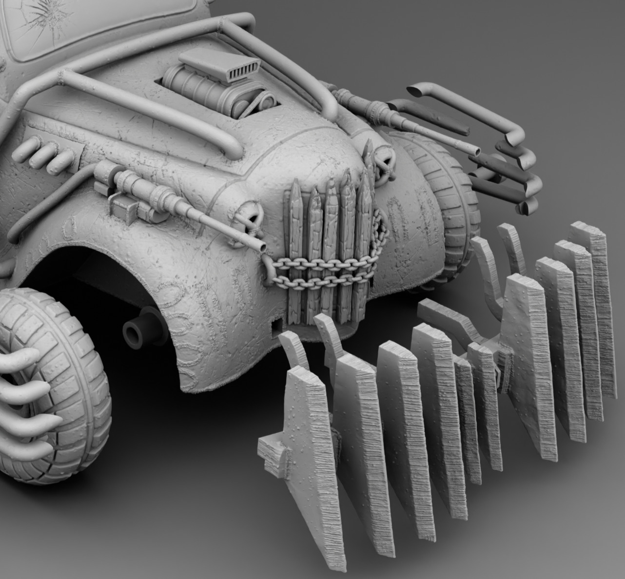 Retro car with rocket acceleration 3D print model_13