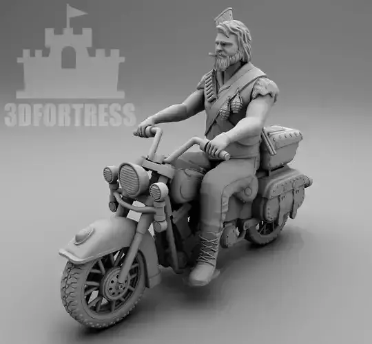 Biker with a shotgun 3D print model