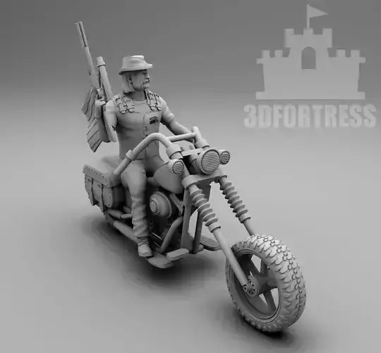 Biker with a flag 3D print model