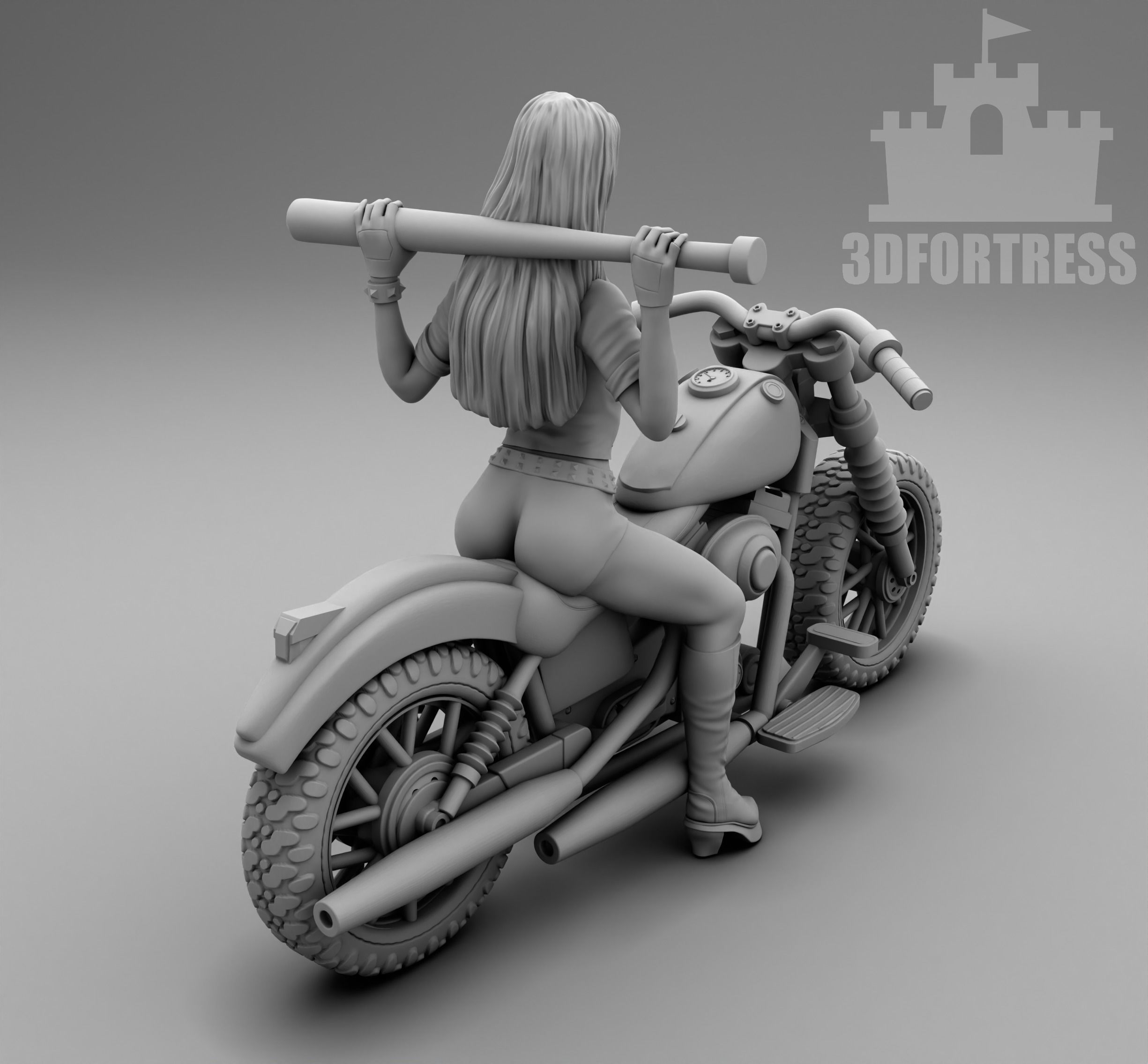 Biker girl 3D print model_2