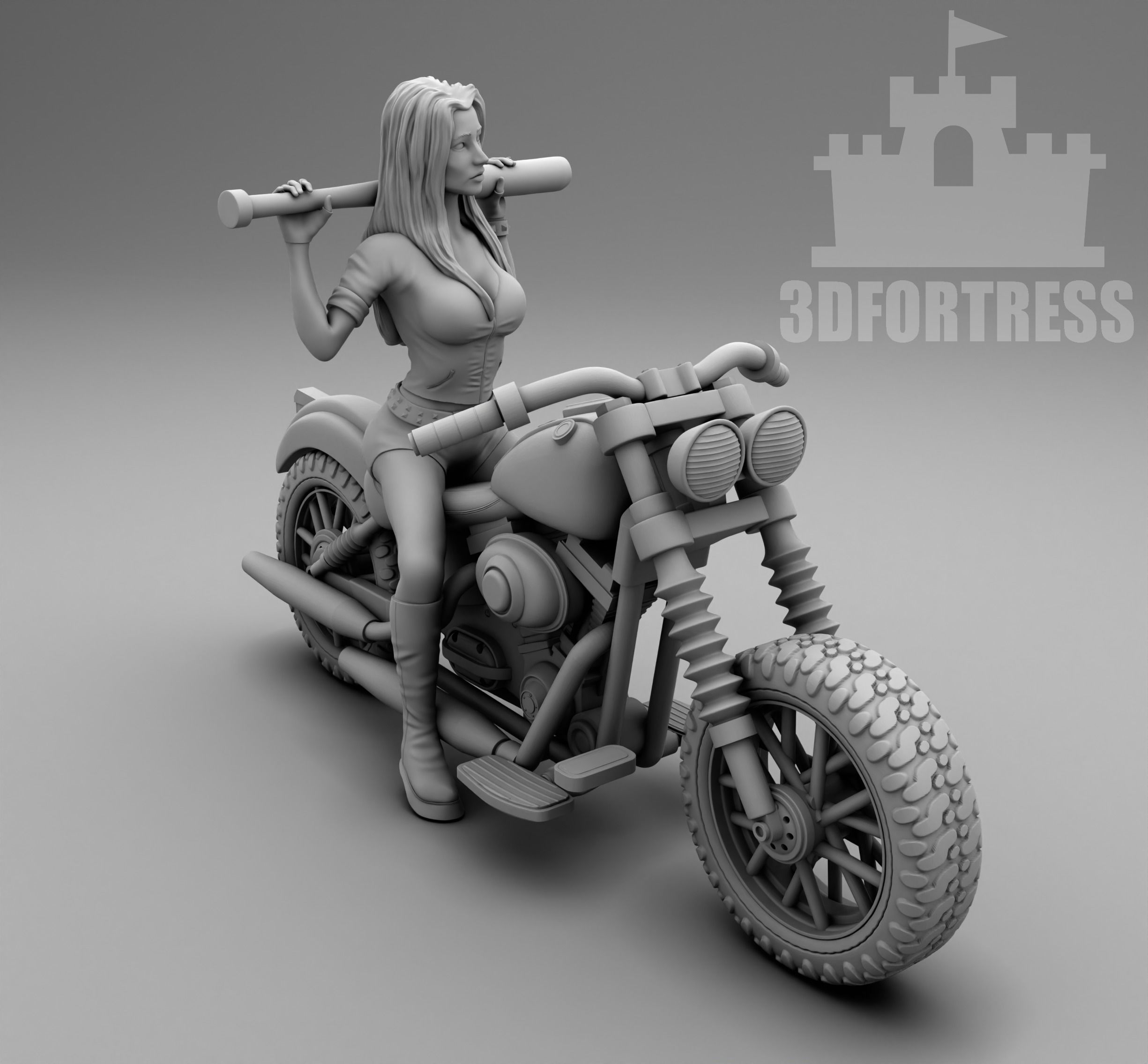 Biker girl 3D print model_3