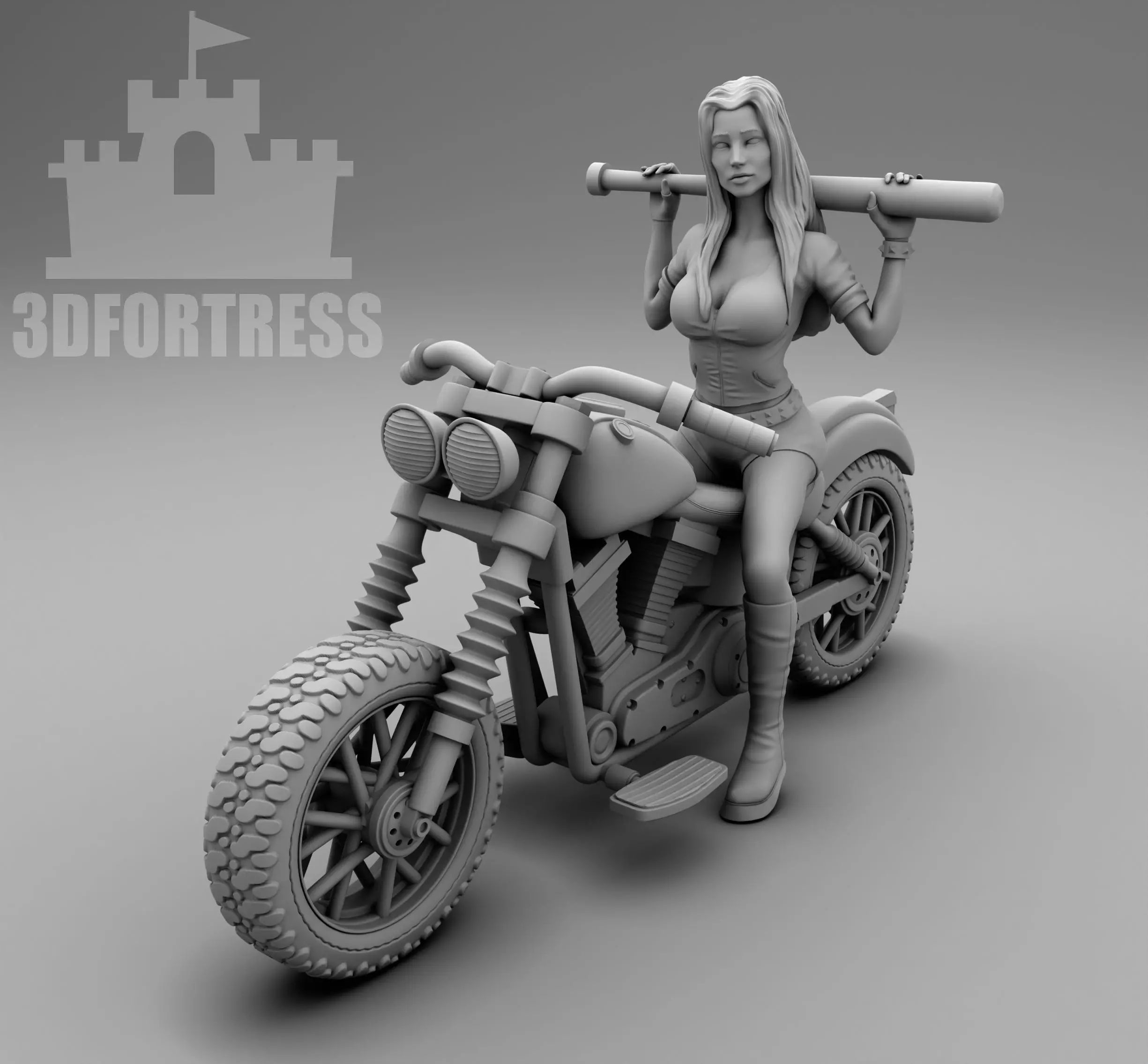 Biker girl 3D print model_0