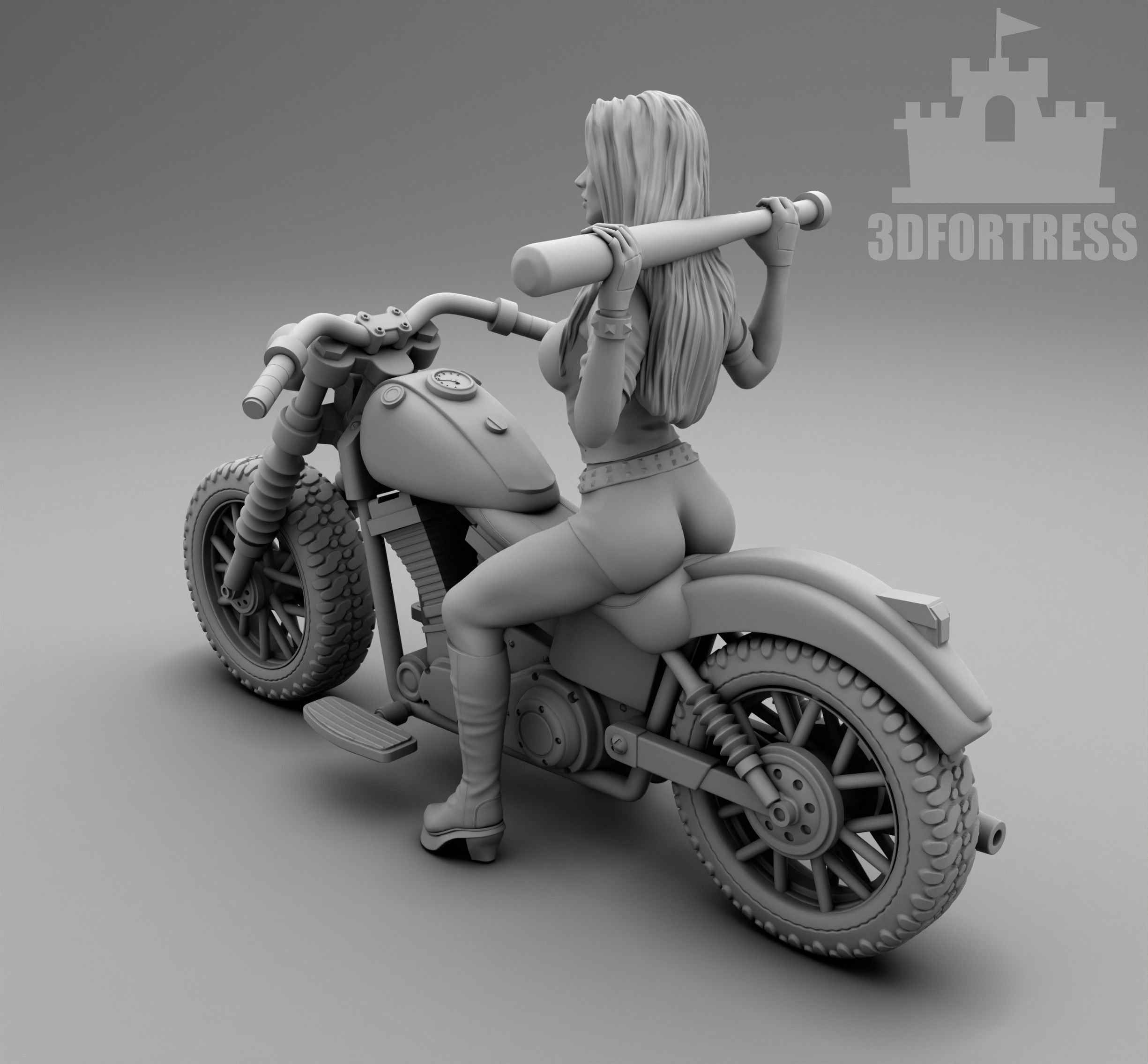 Biker girl 3D print model_1