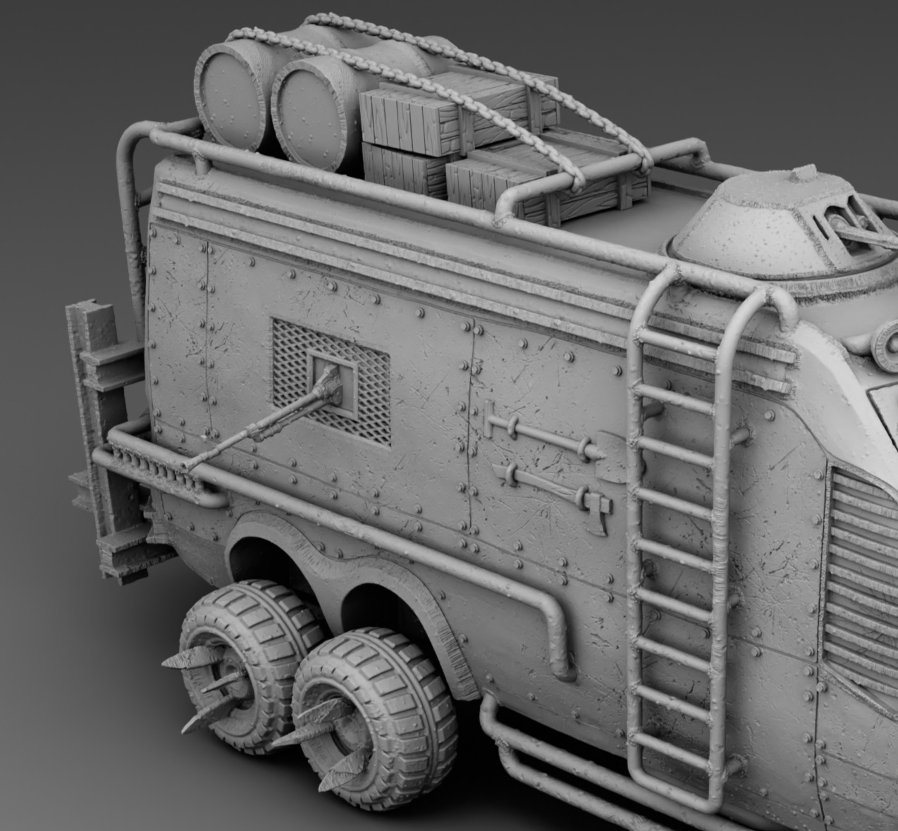 A van with a battering ram 3D print model_10