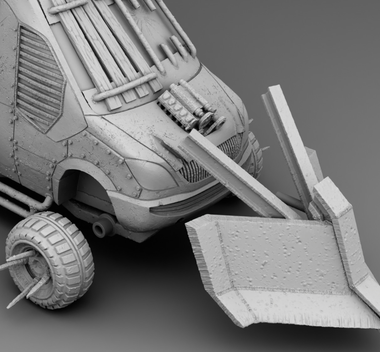 A van with a battering ram 3D print model_13