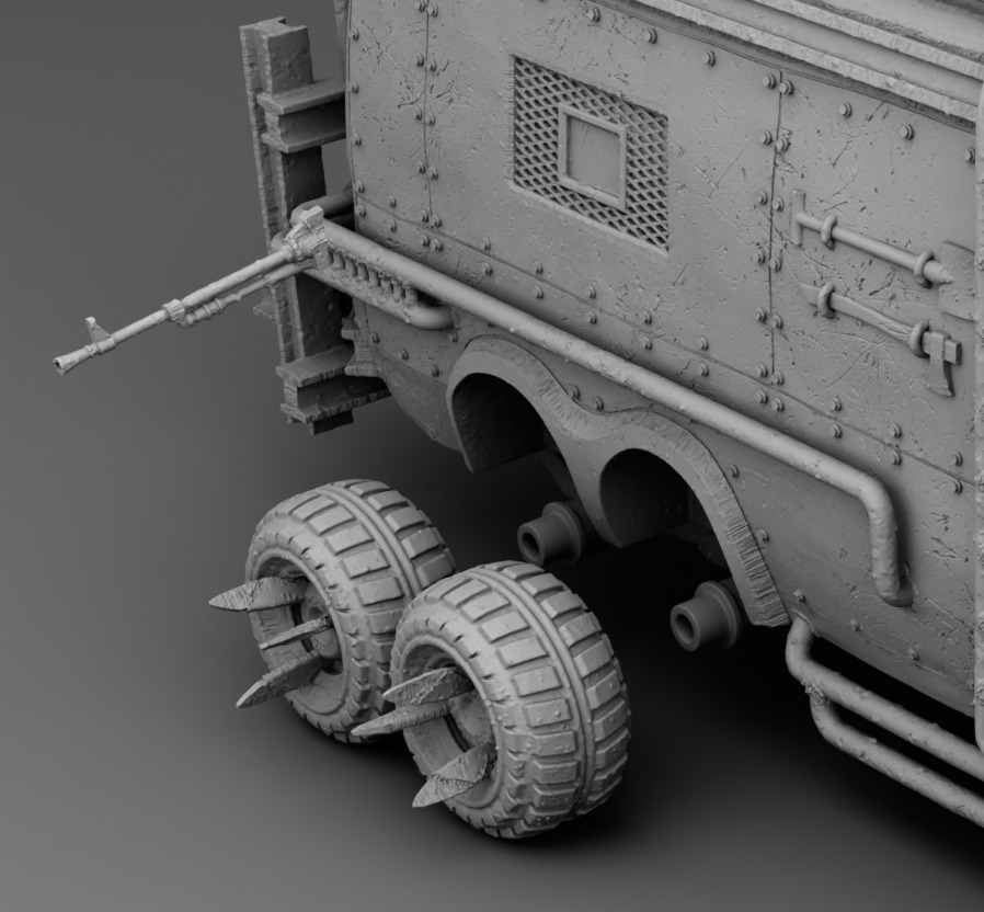 A van with a battering ram 3D print model_15