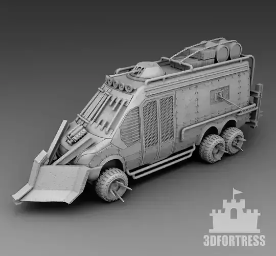 A van with a battering ram 3D print model