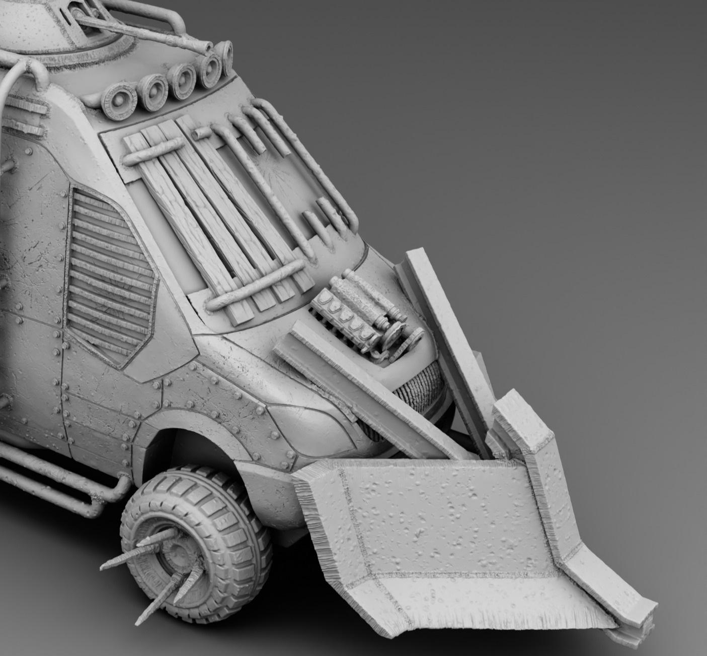 A van with a battering ram 3D print model_8