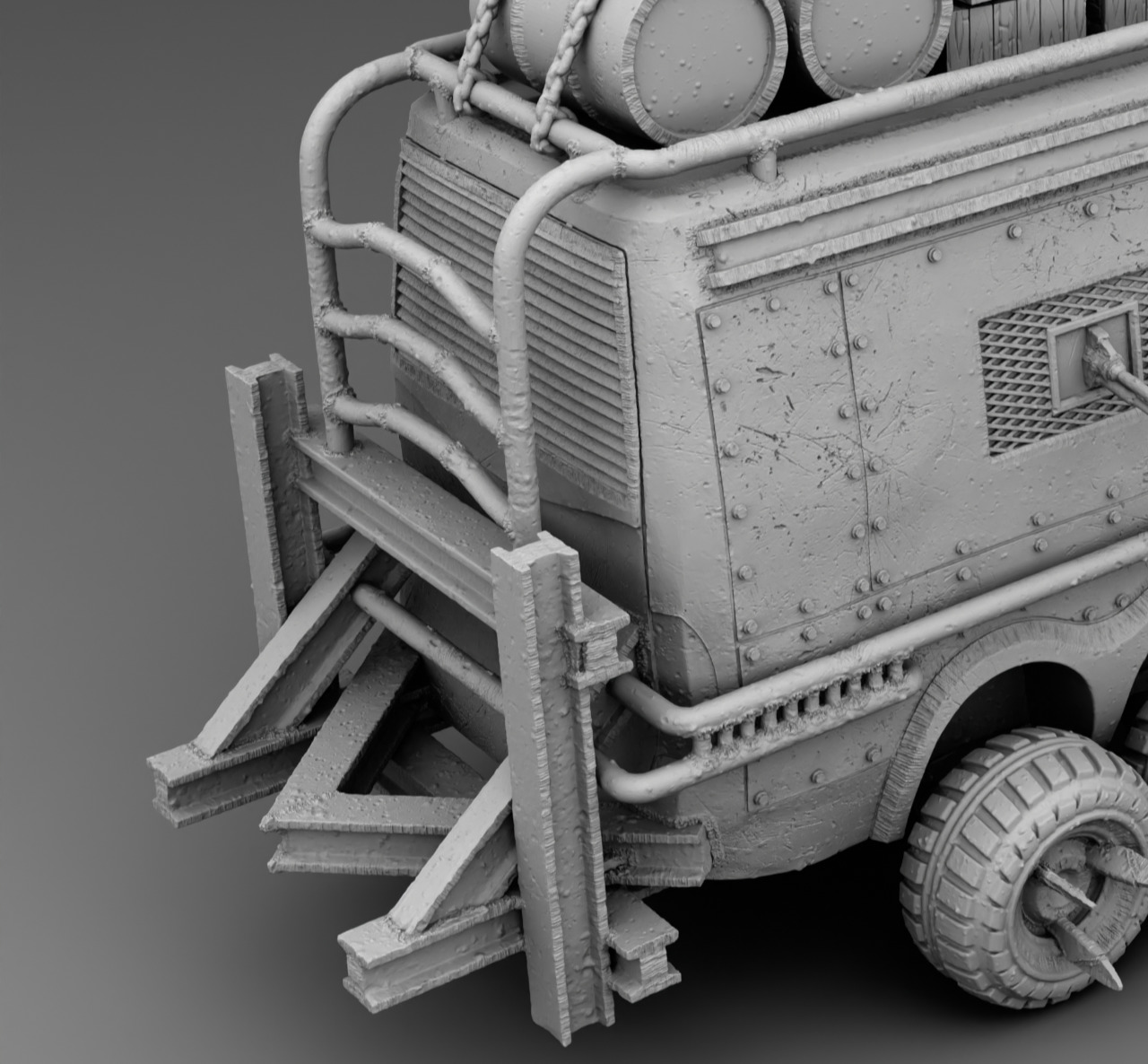 A van with a battering ram 3D print model_9