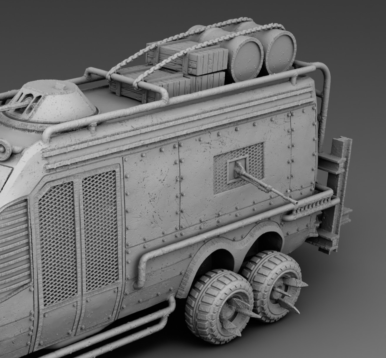 A van with a battering ram 3D print model_11
