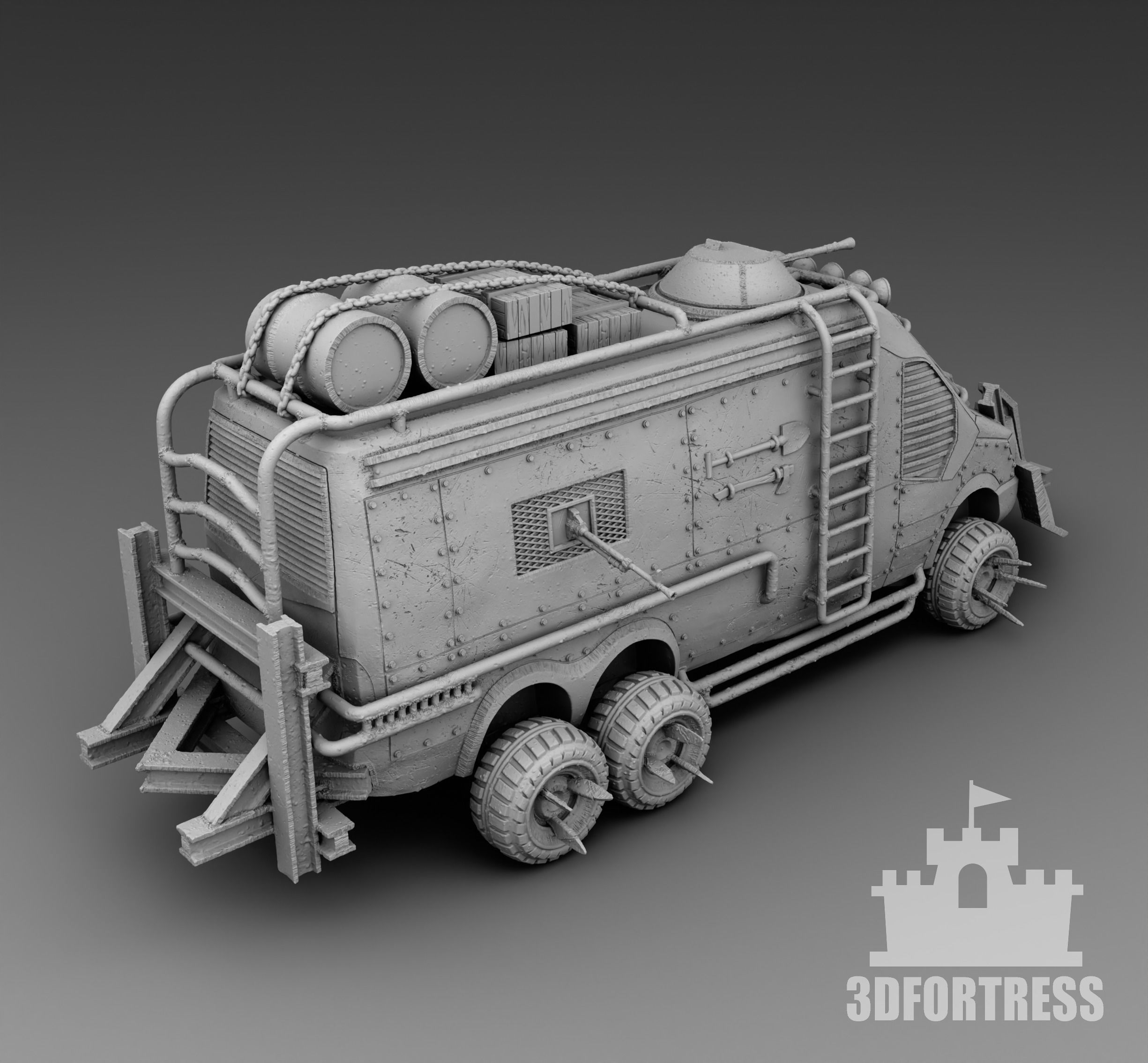 A van with a battering ram 3D print model_2