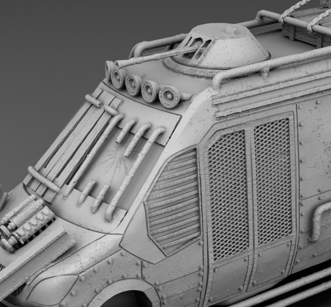 A van with a battering ram 3D print model_6