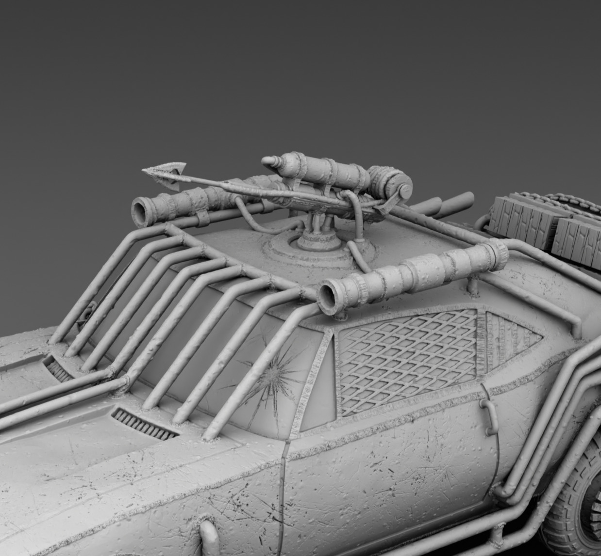 A car with a harpoon 3D print model_5