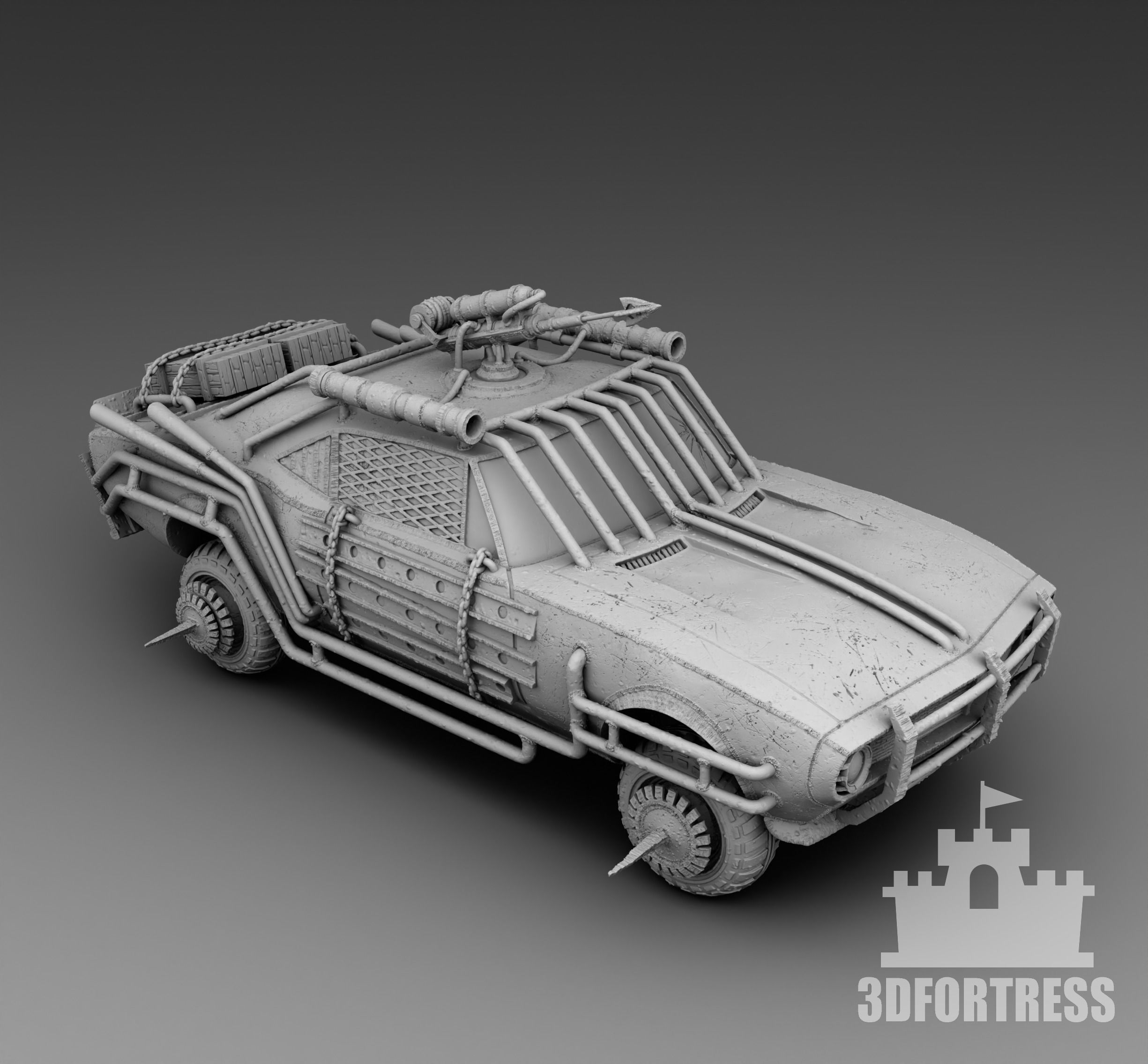 A car with a harpoon 3D print model_1