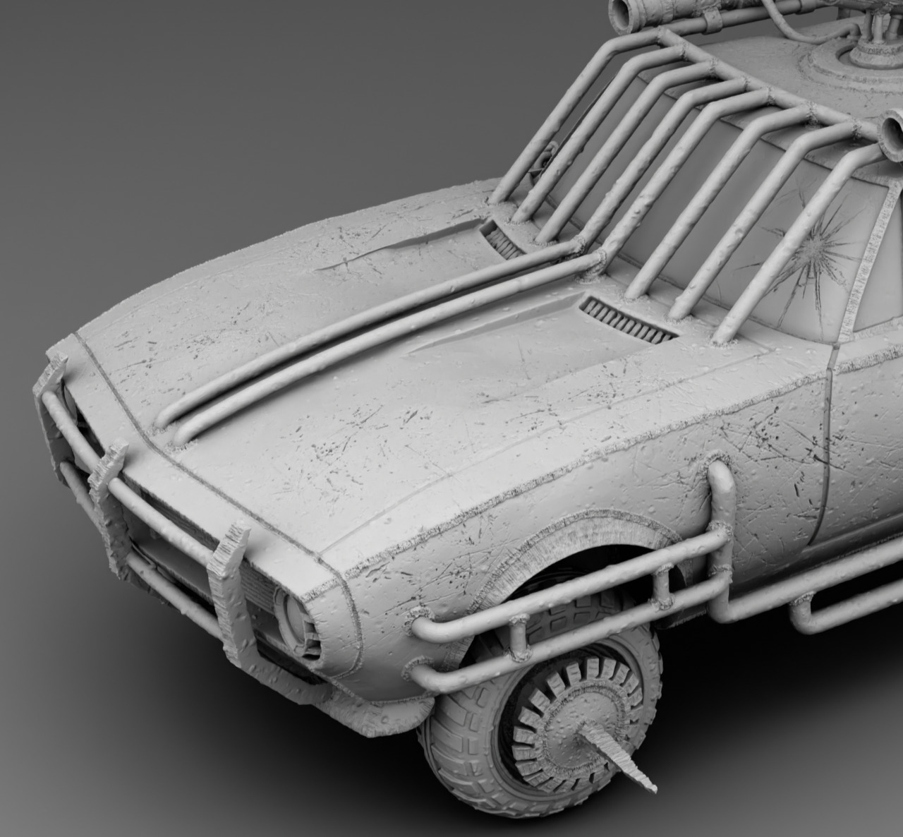 A car with a harpoon 3D print model_6