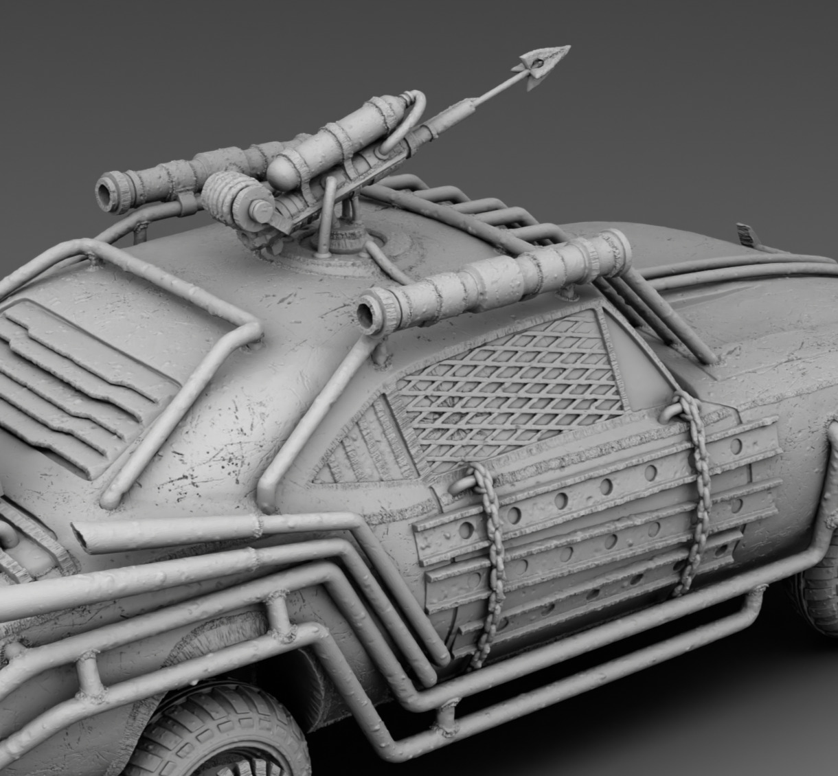 A car with a harpoon 3D print model_12