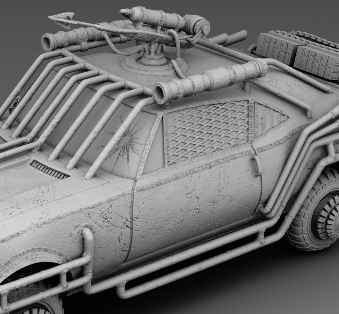 A car with a harpoon 3D print model_7
