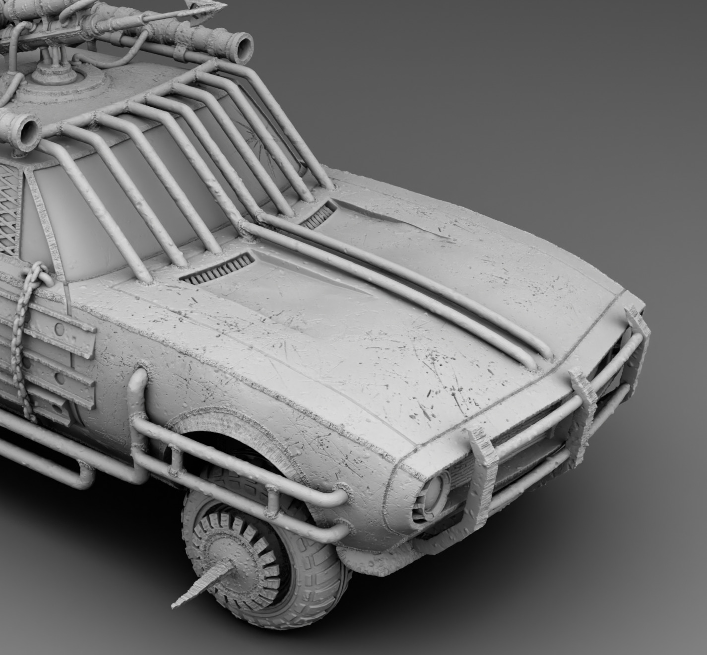 A car with a harpoon 3D print model_8