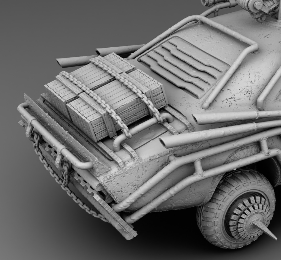 A car with a harpoon 3D print model_11
