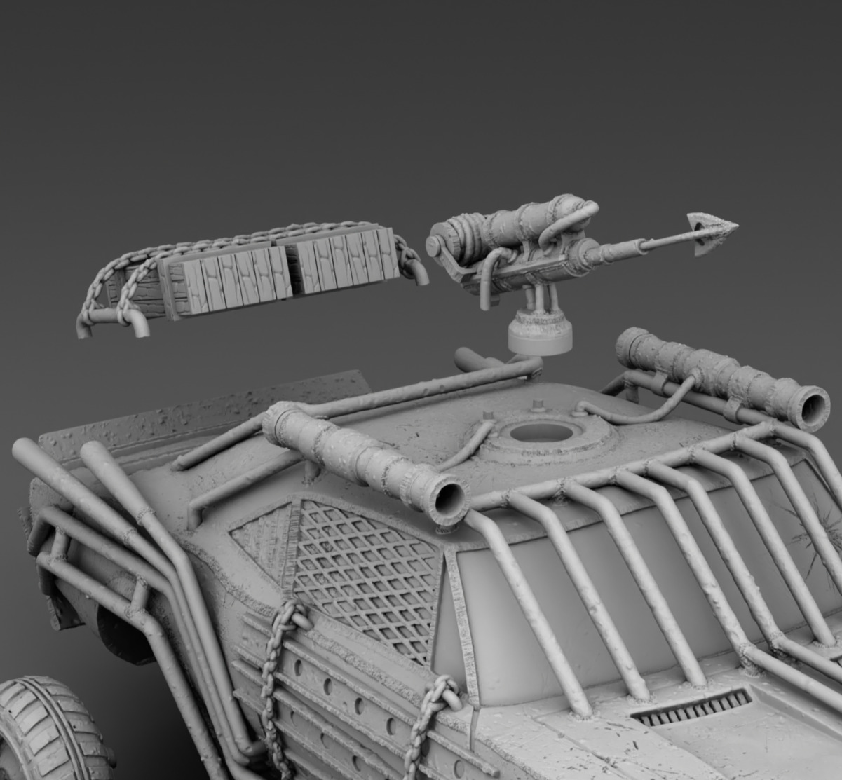 A car with a harpoon 3D print model_14