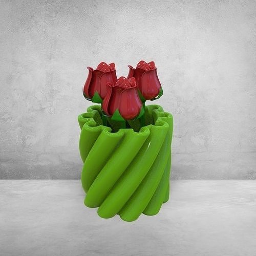 3D printable  Modern Helical Flower Vase for 3D printing  STL 3D print model