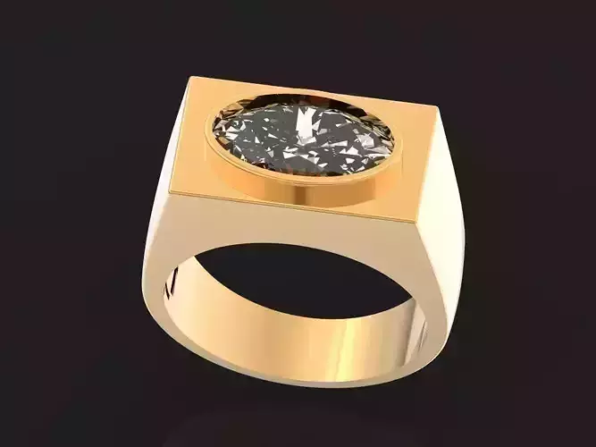 man signet ring oval diamond 1263
