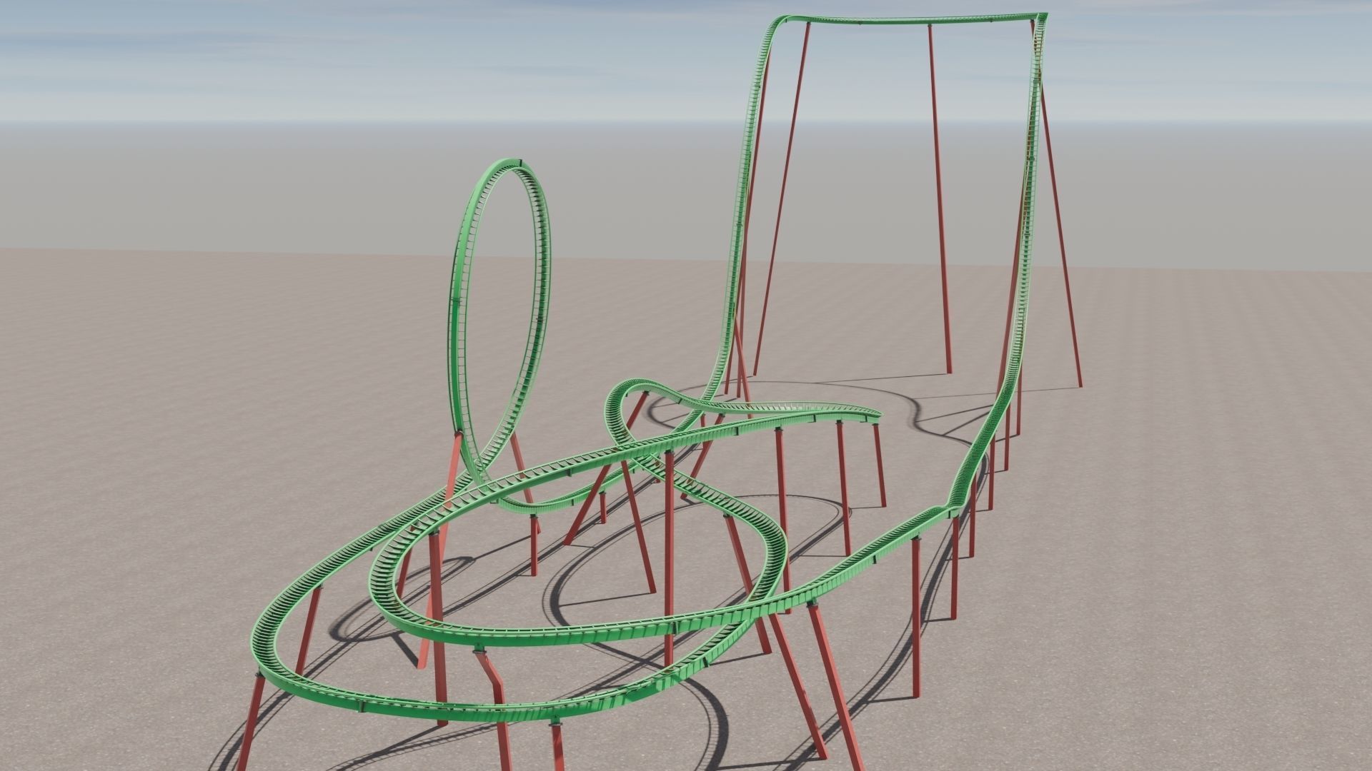 Rollercoaster 3D model Low-poly 3D model_1