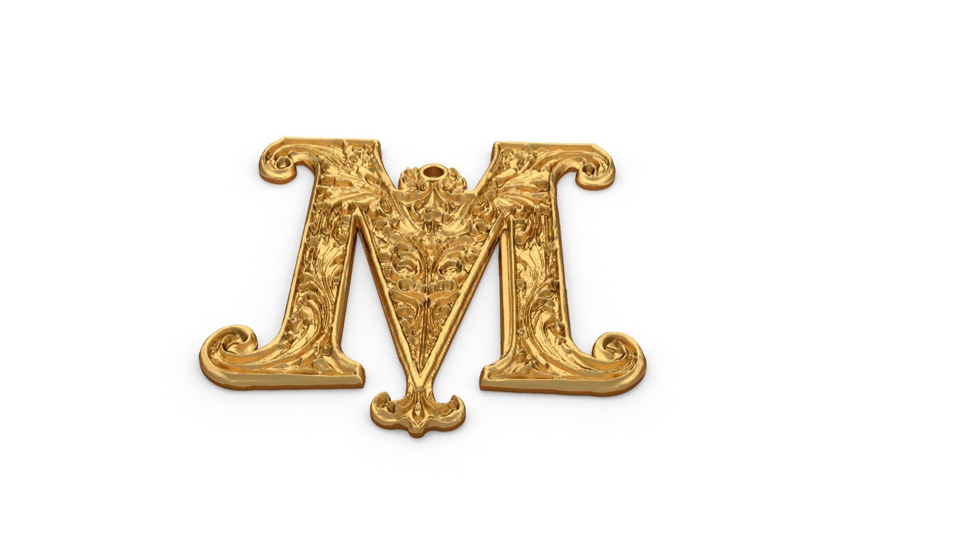 Alphabet Letter M  Pendant 3D print model_3