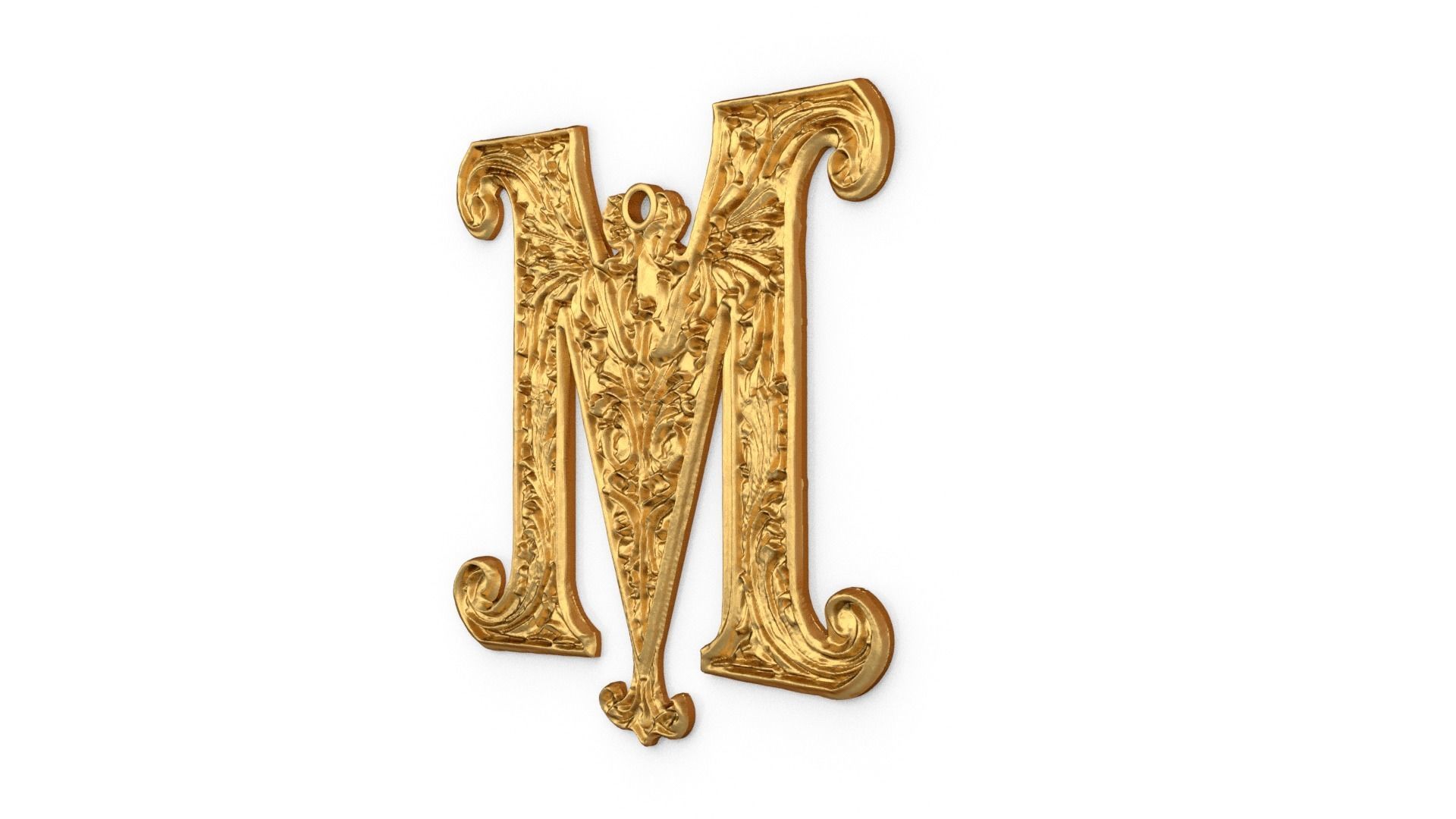 Alphabet Letter M  Pendant 3D print model_2