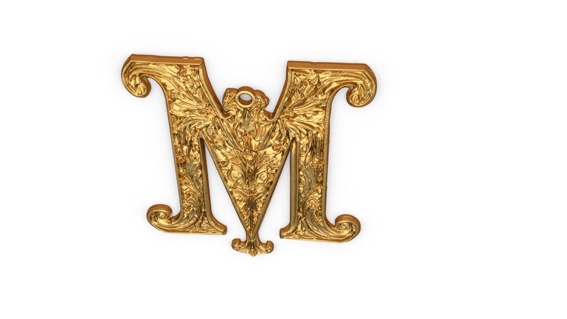 Alphabet Letter M  Pendant 3D print model_4
