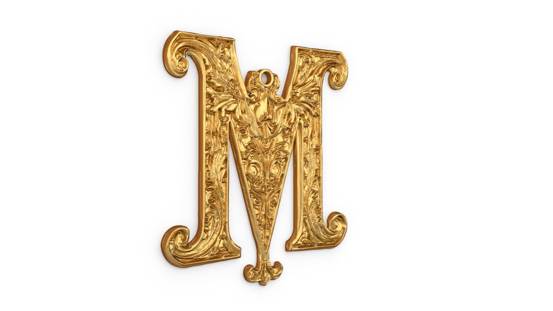 Alphabet Letter M  Pendant 3D print model_1