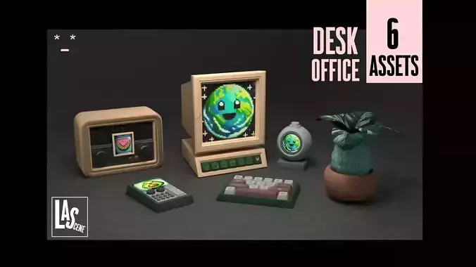 Office Cute Assets Low-poly 3D model