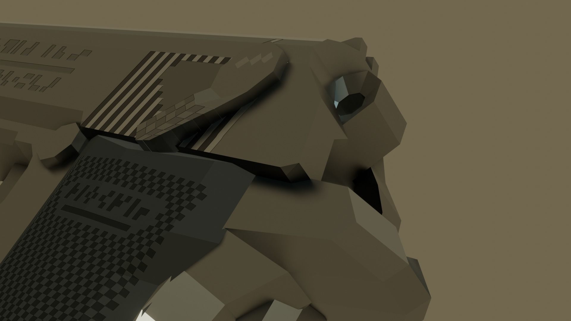 Walther PPKS Low Poly Pixel Art  Free low-poly 3D model_4