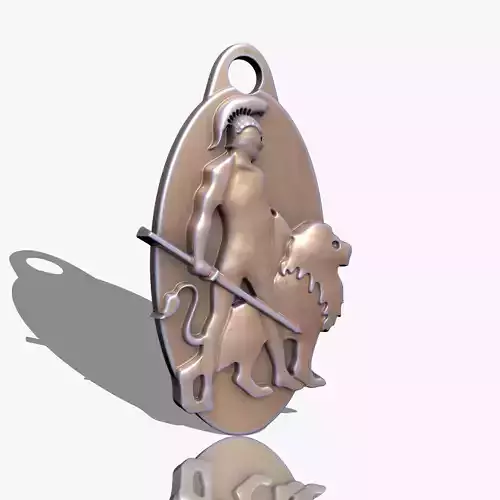 WARRIOR SPARTAN MAN WITH LION PENDANT M02 3D print model