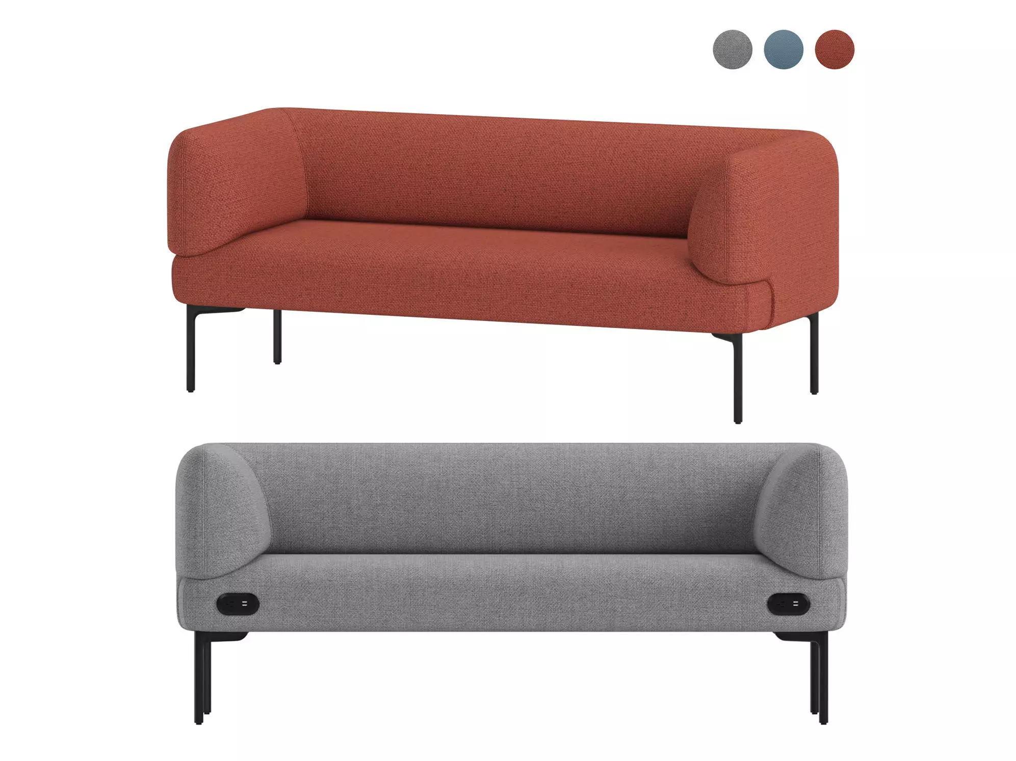 Haworth Cabana Two Seat Sofa S9C2-0 No Integrated Table 3D model