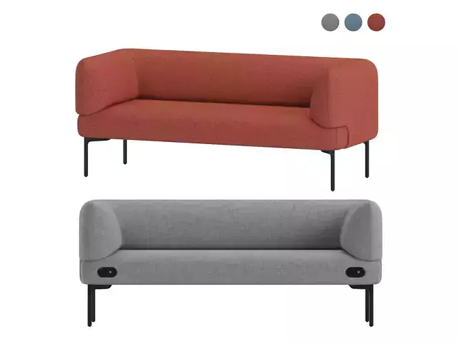 Haworth Cabana Two Seat Sofa S9C2-0 No Integrated Table 3D model