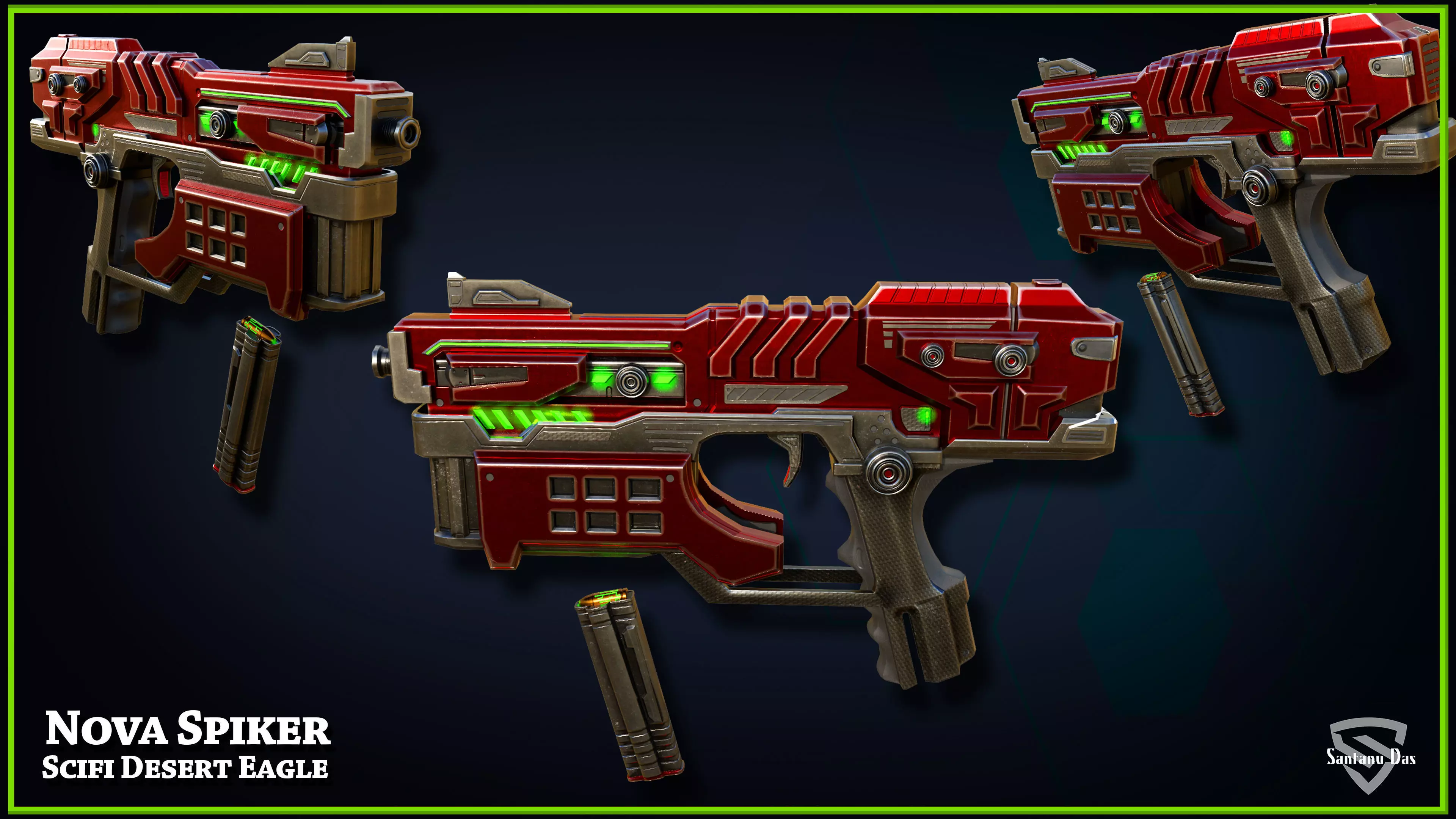 Scifi Desert Eagle Low-poly 3D model_0