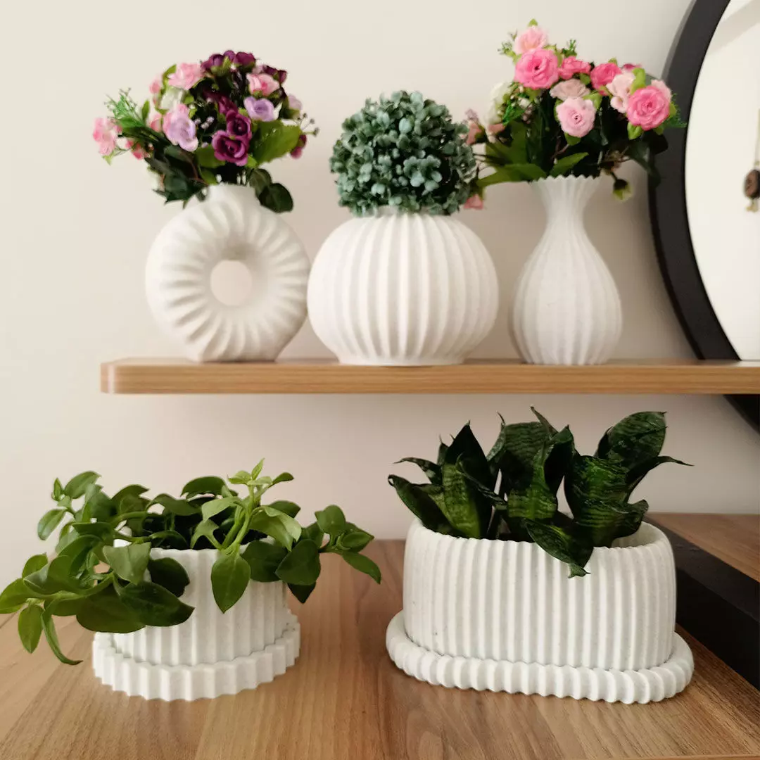 Modern flower pot collection 3D print model_0