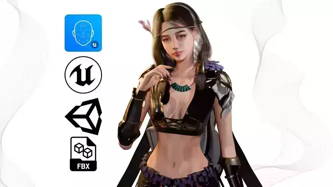 Native Girl - Game Ready Low-poly 3D model