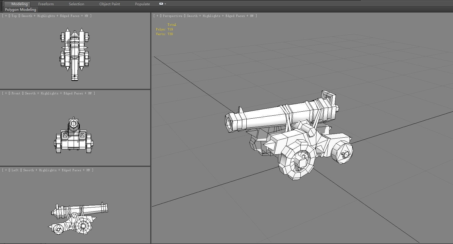 Ancient cannon Low-poly 3D model_6