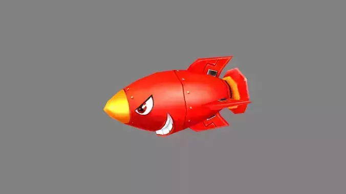 Cartoon red rocket character