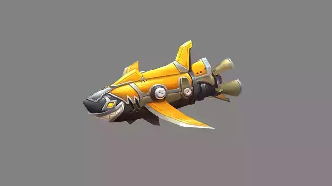 Cartoon shark rocket character