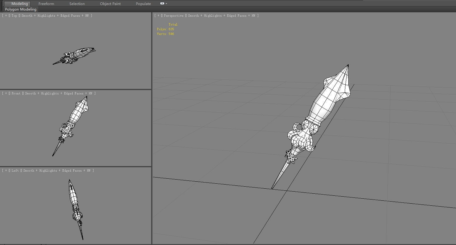 Cartoon pink squid sword Low-poly 3D model_5