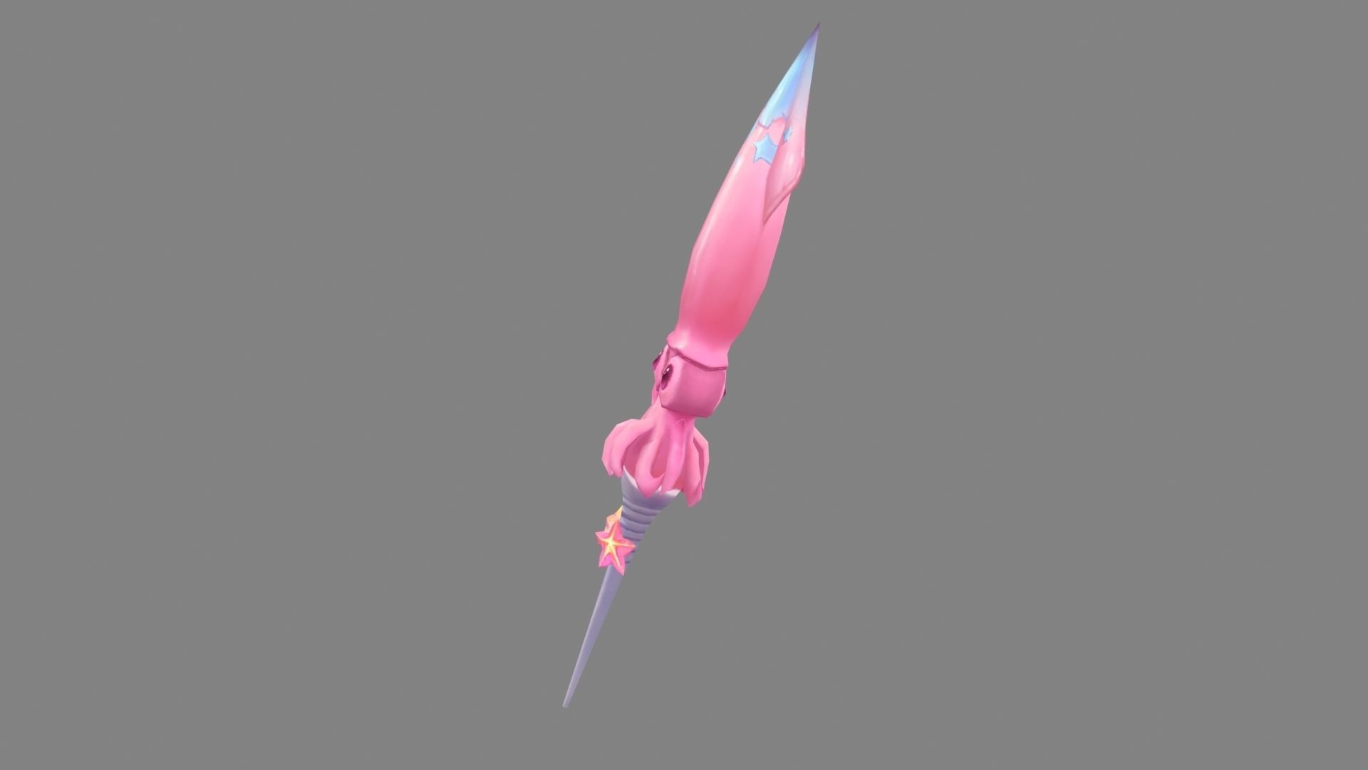Cartoon pink squid sword Low-poly 3D model_1