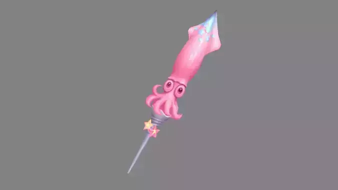 Cartoon pink squid sword