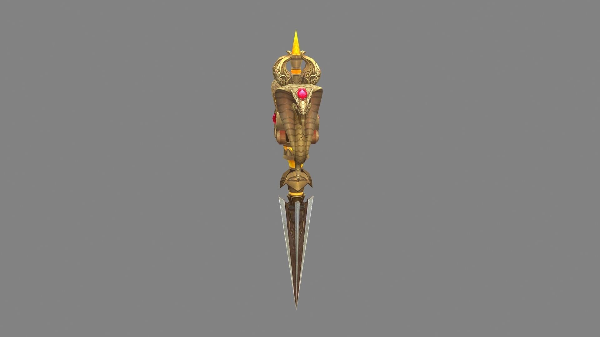 Gold Cobra Dagger - magic weapon Low-poly 3D model_1