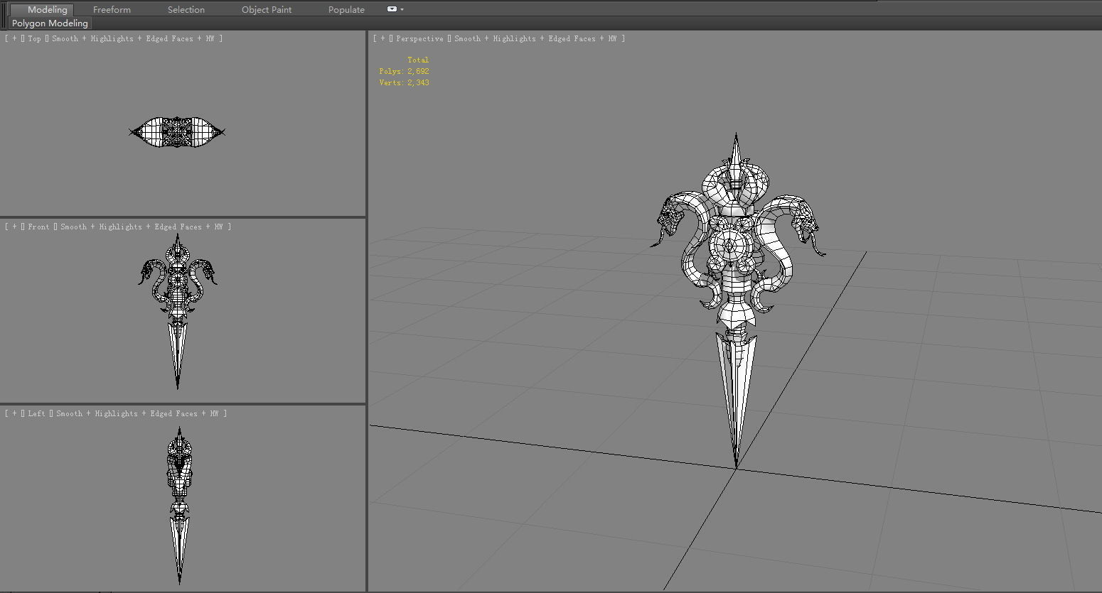 Gold Cobra Dagger - magic weapon Low-poly 3D model_5