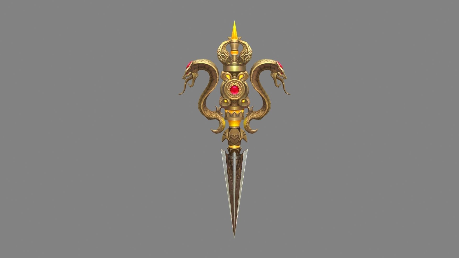 Gold Cobra Dagger - magic weapon Low-poly 3D model_2